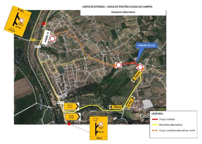 Jornal Campeão: Obras no pontão da Ribeira da Cioga e na Azinhaga da Mãozinha cortam trânsito