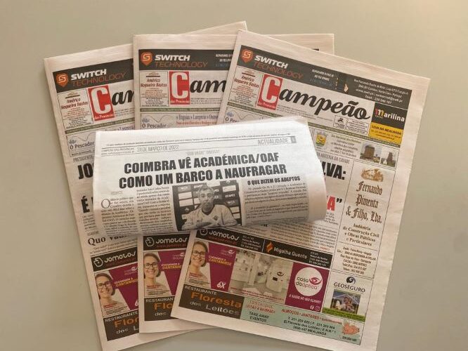 Jornal Campeão: Coimbra vê Académica/OAF como um barco a naufragar