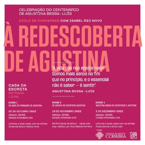 Jornal Campeão: Coimbra: Casa da Escrita recebe 2.ª sessão do ciclo “À redescoberta de Agustina”