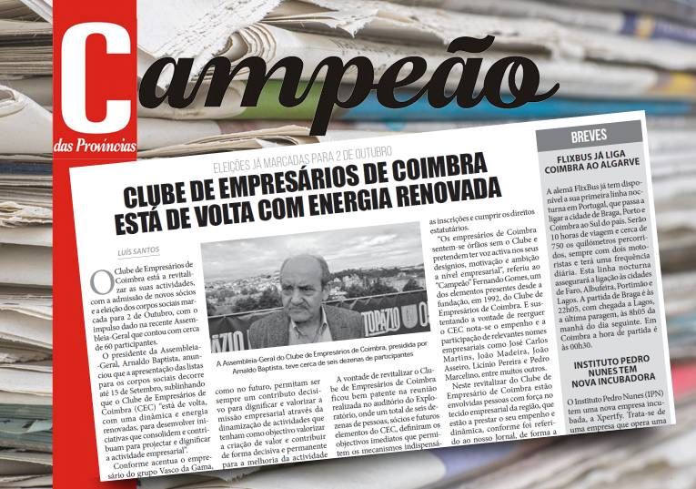 Jornal Campeão: Clube de empresários de Coimbra está de volta com energia renovada