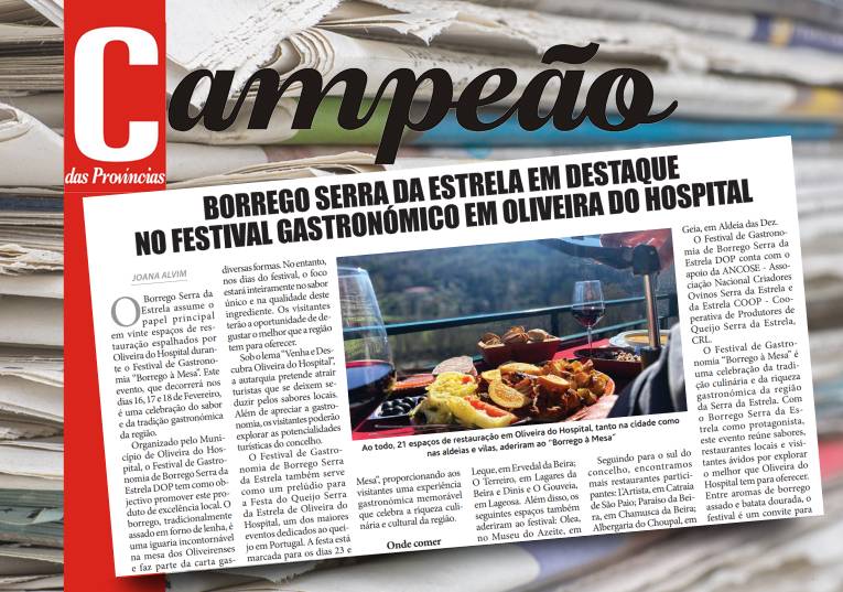 Jornal Campeão: Borrego Serra da Estrela em destaque no festival gastronómico em Oliveira do Hospital