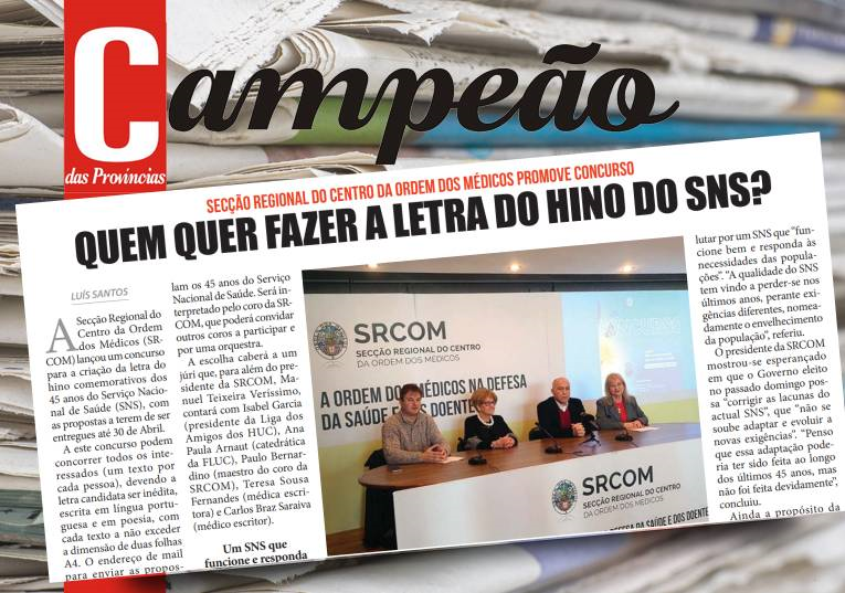 Jornal Campeão: Médicos do Centro lançam concurso: quem quer fazer a letra do hino do SNS?
