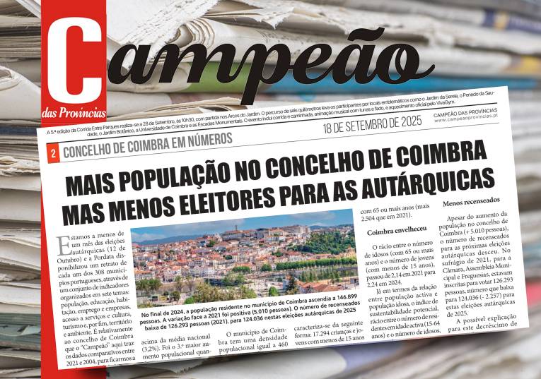 Jornal Campeão: Mais população no concelho de Coimbra mas menos eleitores para as autárquicas