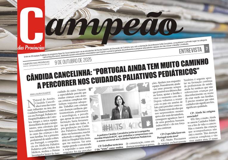 Jornal Campeão: Cândida Cancelinha: “Portugal ainda tem muito caminho a percorrer nos cuidados paliativos pediátricos”
